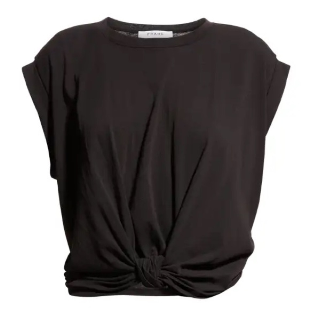 Frame Denim Women's Black Knot-Detail Muscle Tee size Small EUC